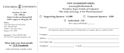 CUW LEADERSHIP SERIES Jim Kacmarcik Supporting Sponsor - $1,000