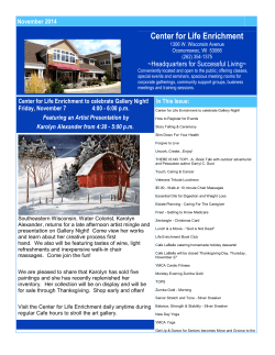 Center for Life Enrichment  ~Headquarters for Successful Living~ November 2014