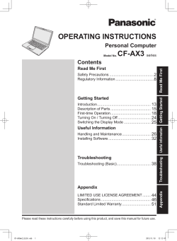 OPERATING INSTRUCTIONS CF-AX3 Personal Computer Contents