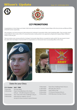 Wilson’s  Update CCF PROMOTIONS Issue  311  24 October 2014