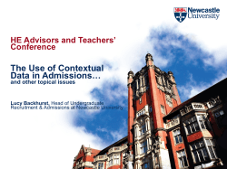 The Use of Contextual Data in Admissions… HE Advisors and Teachers’