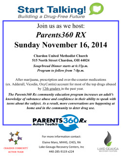 Parents360 RX Sunday November 16, 2014 Join us as we host: