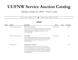 UUFNW Service Auction Catalog Saturday, October 25, 2014 / Final Version FLOOR