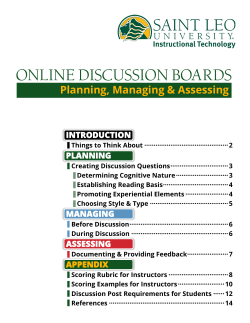 ONLINE DISCUSSION BOARDS Planning, Managing &amp; Assessing INTRODUCTION PLANNING
