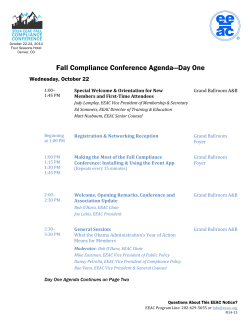 Fall Compliance Conference Agenda—Day One Wednesday, October 22 Grand Ballroom A&amp;B