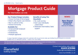 Mortgage Product Guide For intermediary use only NEWS: New Shared