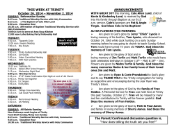 THIS WEEK AT TRINITY ANNOUNCEMENTS October 26, 2014 – November 2, 2014