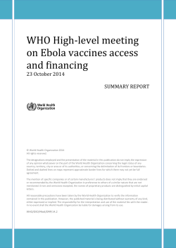 WHO High-level meeting on Ebola vaccines access and financing