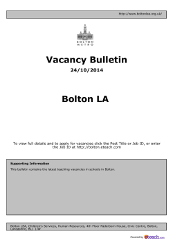 Vacancy Bulletin Bolton LA 24/10/2014