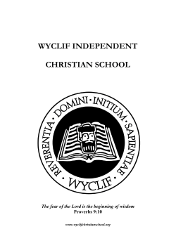 WYCLIF INDEPENDENT CHRISTIAN SCHOOL  Proverbs 9:10