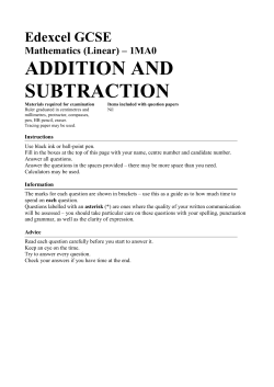ADDITION AND SUBTRACTION Edexcel GCSE Mathematics (Linear) – 1MA0