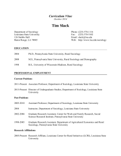 Tim Slack Curriculum Vitae