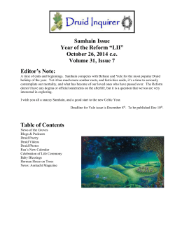 Samhain Issue Year of the Reform “LII” October 26, 2014 c.e.