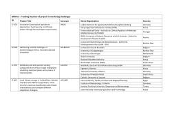 ERAfrica – Funding Decision of project in Interfacing Challenges ID Project Title Acronym