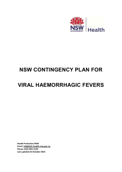 NSW CONTINGENCY PLAN FOR VIRAL HAEMORRHAGIC FEVERS  Health Protection NSW