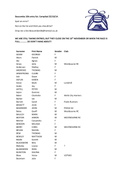Boscombe 10k entry list. Compiled 25/10/14