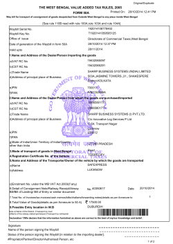 THE WEST BENGAL VALUE ADDED TAX RULES, 2005 FORM 50A Printed On: