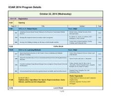 ICIAR 2014 Program Details October 22, 2014 (Wednesday) Registration 8:45