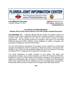 Tuesday, October 21, 2014 Floridadisaster.org FOR IMMEDIATE RELEASE: