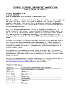 SCIENCE OLYMPIAD ELEMENTARY INVITATIONAL  2014 RULES &amp; SCHEDULE