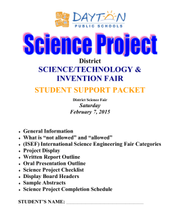 SCIENCE/TECHNOLOGY &amp; INVENTION FAIR STUDENT SUPPORT PACKET District