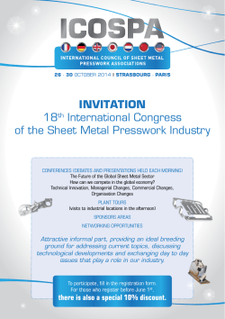 INVITATION 18 International Congress of the Sheet Metal Presswork Industry
