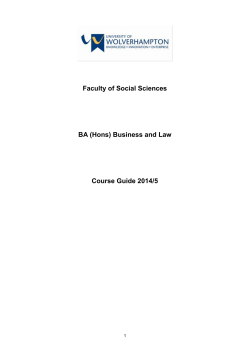 Faculty of Social Sciences BA (Hons) Business and Law Course Guide 2014/5