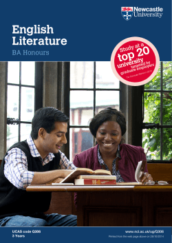 English Literature BA Honours UCAS code Q306