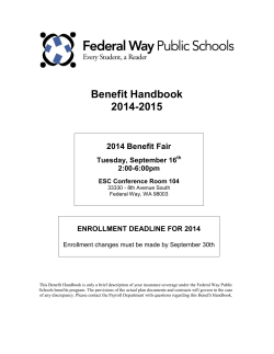 Benefit Handbook 2014-2015 2014 Benefit Fair Tuesday, September 16
