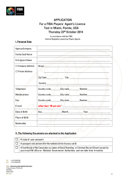 APPLICATION  For a FIBA Players' Agent’s Licence