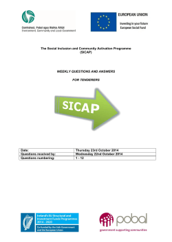 The Social Inclusion and Community Activation Programme (SICAP) Date: