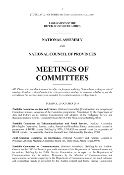 MEETINGS OF COMMITTEES  NATIONAL ASSEMBLY