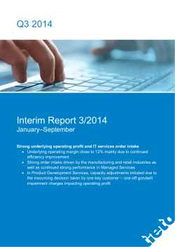 Q3 2014 Interim Report 3/2014 January–September