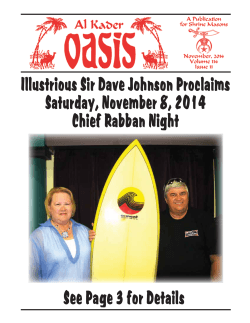 Illustrious Sir Dave Johnson Proclaims Saturday, November 8, 2014 Chief Rabban Night