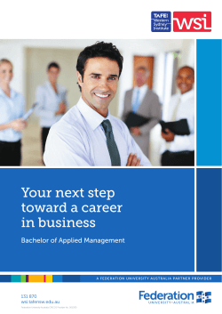 Your next step toward a career in business Bachelor of Applied Management