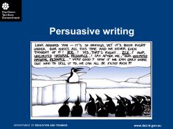 Persuasive writing www.det.nt.gov.au EDUCATION AND TRAINING