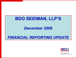 BDO SEIDMAN, LLP’S December 2006 FINANCIAL REPORTING UPDATE