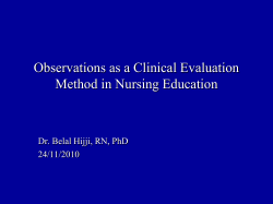 Observations as a Clinical Evaluation Method in Nursing Education 24/11/2010