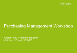 Purchasing Management Workshop Grand Hotel, Waterloo, Belgium October 11 and 12