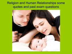 Religion and Human Relationships some quotes and past exam questions