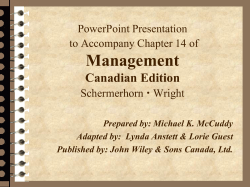 Management Canadian Edition PowerPoint Presentation to Accompany Chapter 14 of