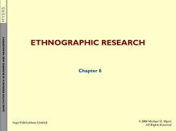 ETHNOGRAPHIC RESEARCH Chapter 8 MYERS © 2008 Michael D. Myers