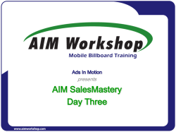 AIM SalesMastery Day Three presents Ads In Motion