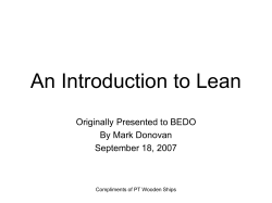 An Introduction to Lean Originally Presented to BEDO By Mark Donovan
