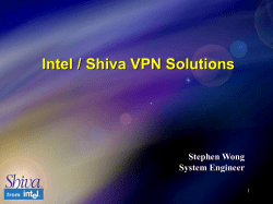 Intel / Shiva VPN Solutions Stephen Wong System Engineer 1