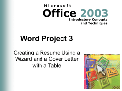 Office 2003 Word Project 3 Creating a Resume Using a