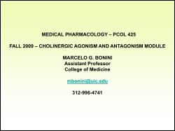 – PCOL 425 MEDICAL PHARMACOLOGY – CHOLINERGIC AGONISM AND ANTAGONISM MODULE FALL 2009