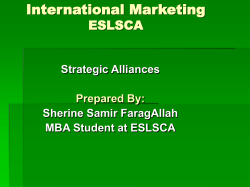 International Marketing ESLSCA Strategic Alliances Sherine Samir FaragAllah