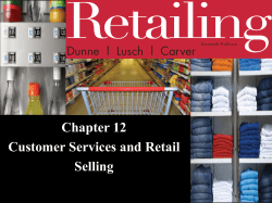 Chapter 12 Customer Services and Retail Selling