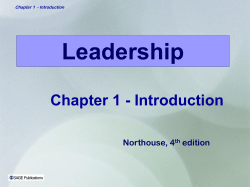 Leadership Chapter 1 - Introduction Northouse, 4 edition